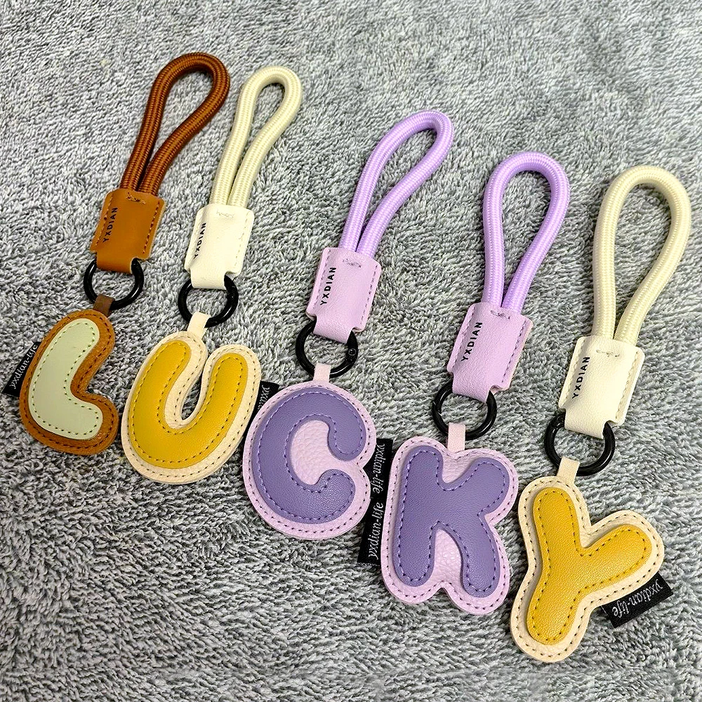 Mixed Color Pu Leather Letter Key Chains A-Z Initial Alphabet