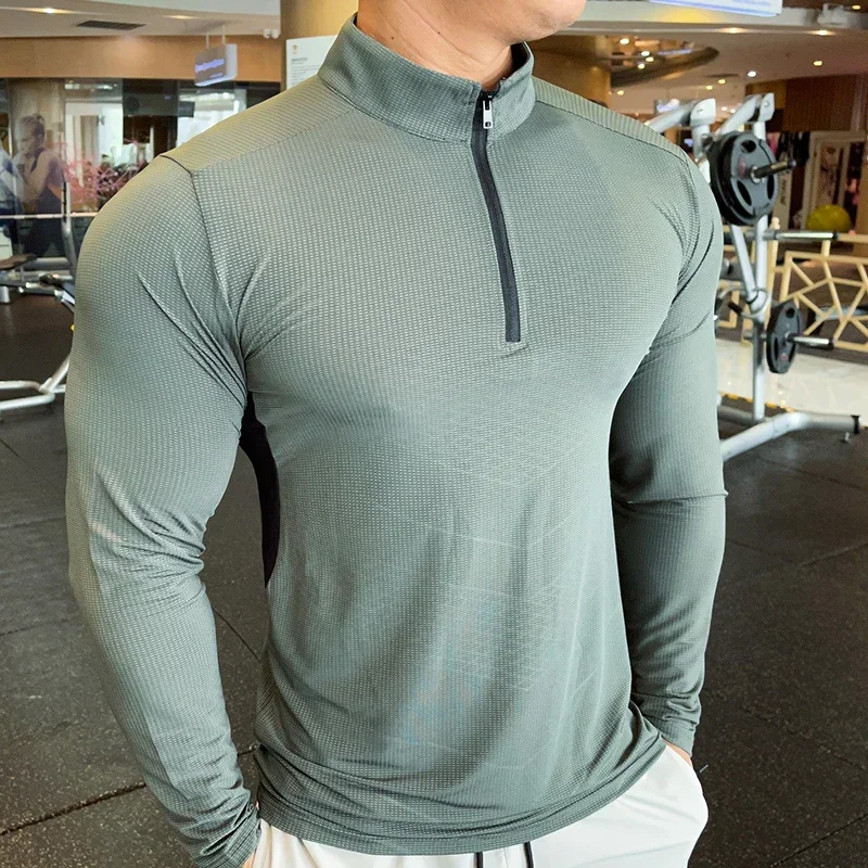 Men Running T Shirt Fitness Tight Long Sleeve Sport tshirt Workout Training Jogging Shirts Gym Sportswear Quick Dry Sportswear