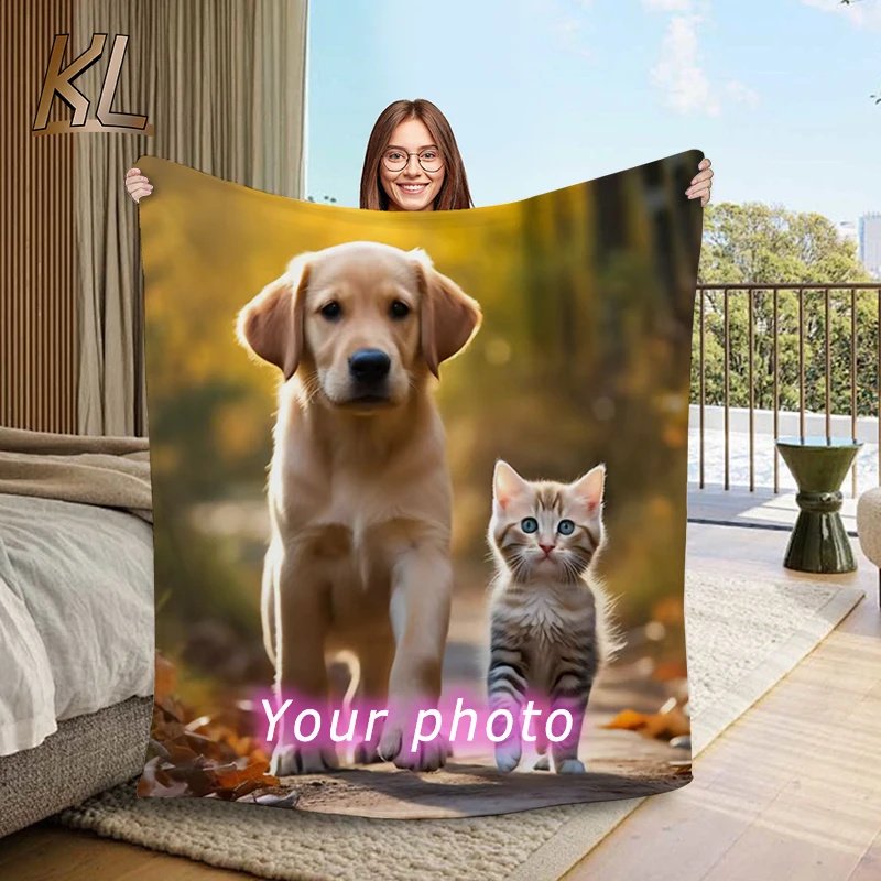 Custom Flannel Throw Blanket Personalized Photo Fleece Blankets Sofa Gift Customized Text Pictures Sudoku for Pet Friends Family