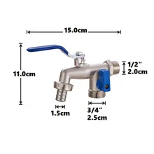 1/2'' 3/4'' Zinc Alloy Double Head Water Faucet Water Splitter Connector Coupling Adapter Valve Switch Garden Irrigation Tap