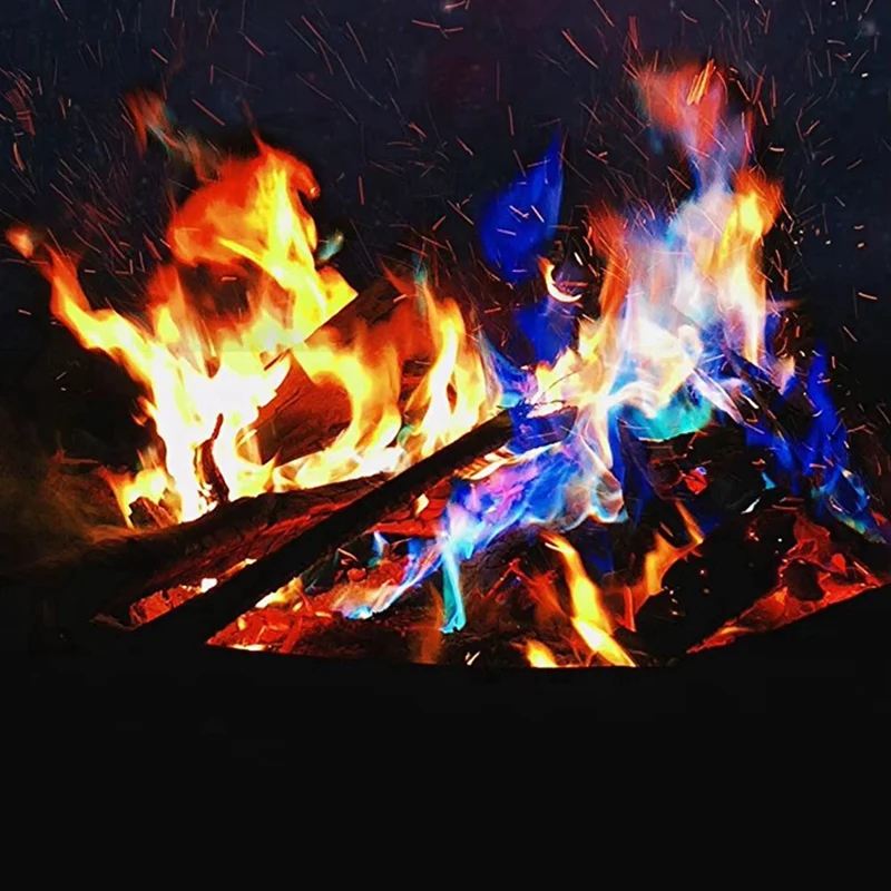 10Pcs Color Changing Fire Packets,Non-Toxic Powder For Fire Pits, Bonfires, And Fireplaces,Safe And Vibrant Flame Colors