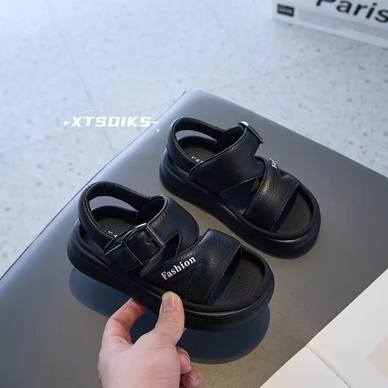 

Fashion Boys' Summer Middle and Small Children's Soft Sole Baby Anti Slip Open Toe Beach Shoes Children's Sandals Zapatos Niña