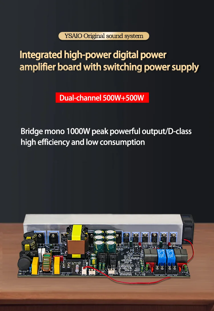 Yd1000W Hochleistungs-Digitalverstärkerplatine Zweikanal 500W+500W BTL Brückengesteuert 1000W mit Schaltnetzteil – Detail 1