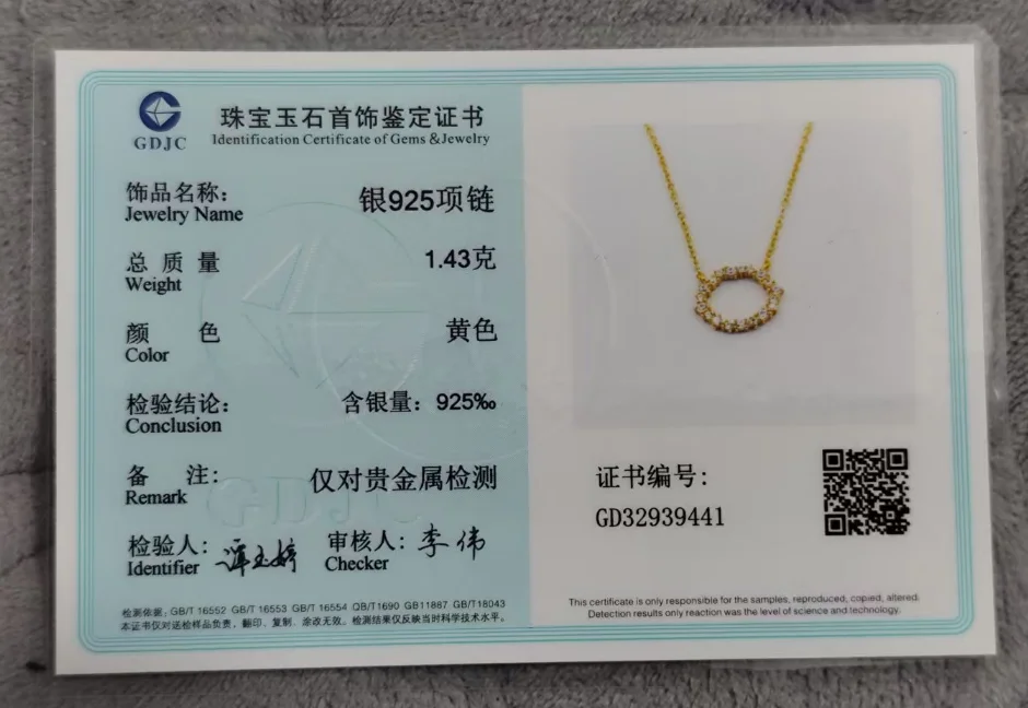 Jkeli -100% S925 Sterling Silver Plated 18K Gold Necklace with Full Diamond Circle Style Japanese and Korean K Gold Collar Chain