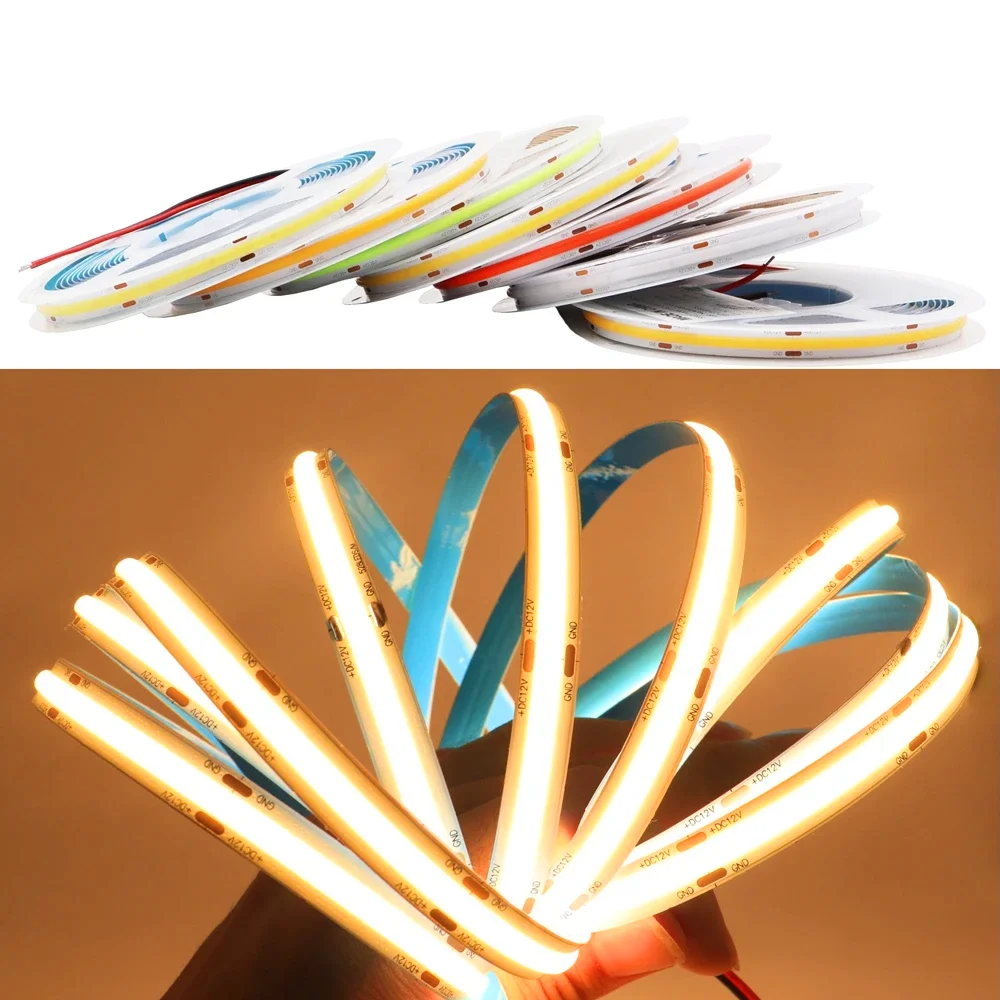 Dimmable  COB LED Strip Light flexible Led Lighting strips Linear Ribbon Red Green Blue White neutral white warm white DC12V/24V