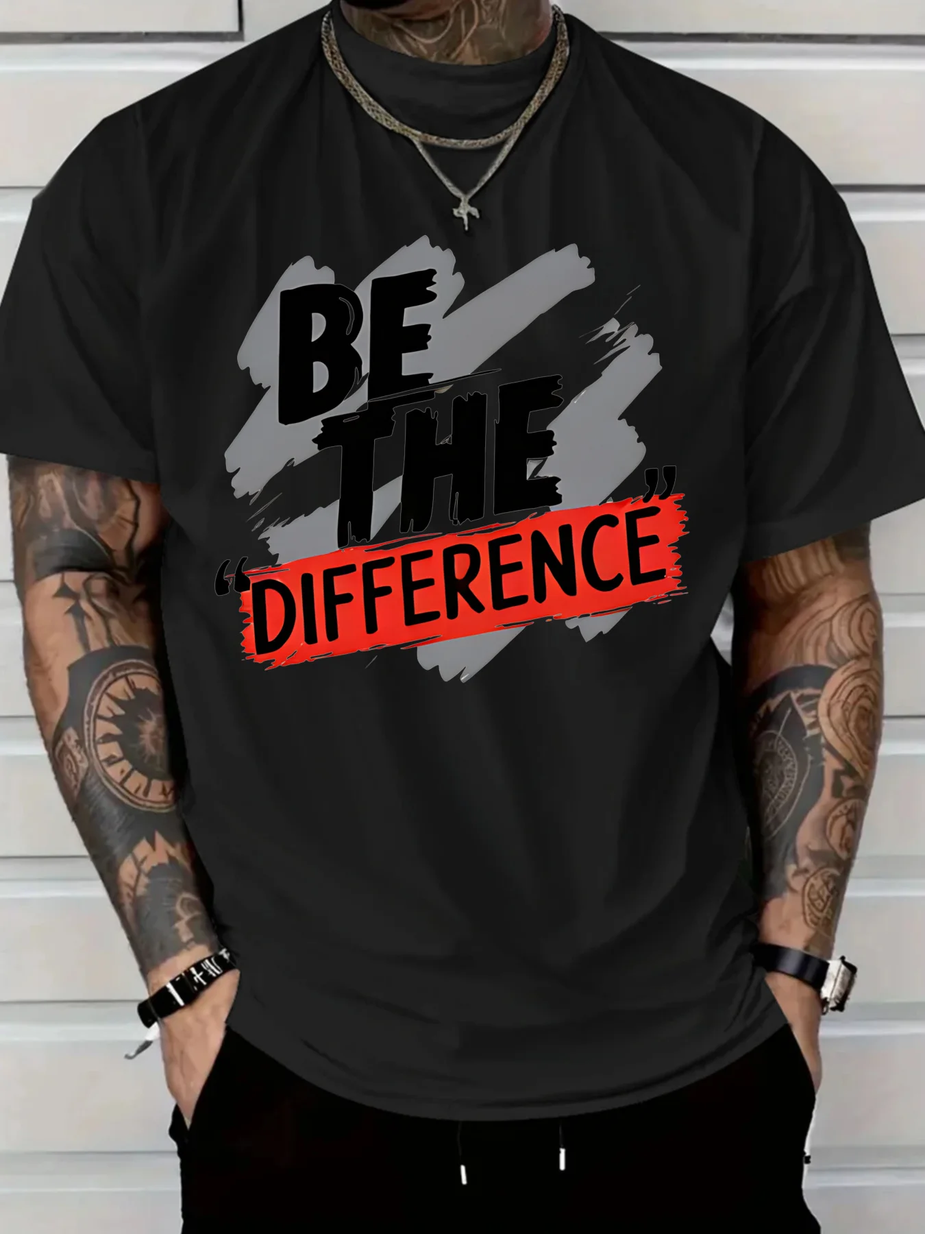 เสื้อยืดลำลองผ้าฝ้ายแท้สำหรับบุรุษเป็นความแตกต่างเสื้อยืดกราฟิกระบายอากาศได้ดีและสะดวกสบาย