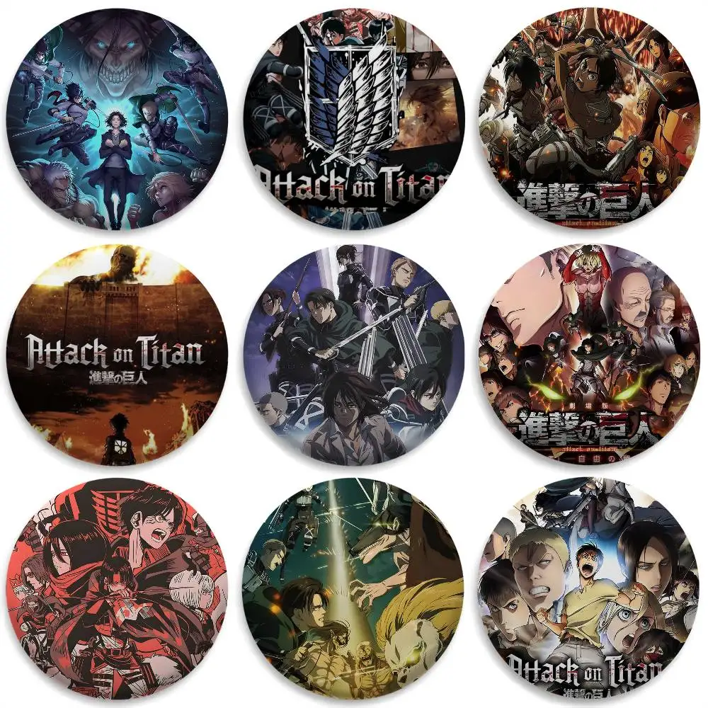 

Anime A-Attack On TitanS Badges Round Exquisite Badge Brooches Creative Pins For Clothes Hat Backpack Gift Accessories