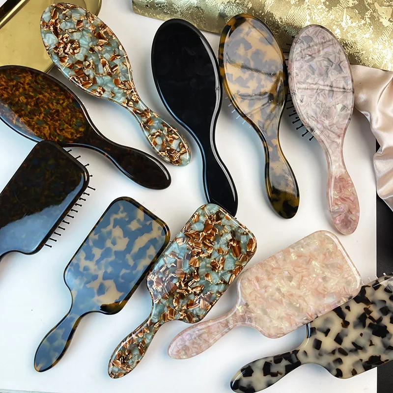 

Medium Size Cross-Border European And American Hair Oval Acetate Sheet Air Cushion Women's Styling Massage Curling Comb