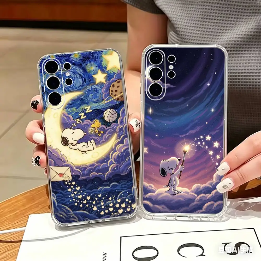 Cartoon-snoopy-y  Clear Hard Phone Case For Samsung S25,24,23,22,21,10,9,Ultra,Plus,Lite Transparent Cover