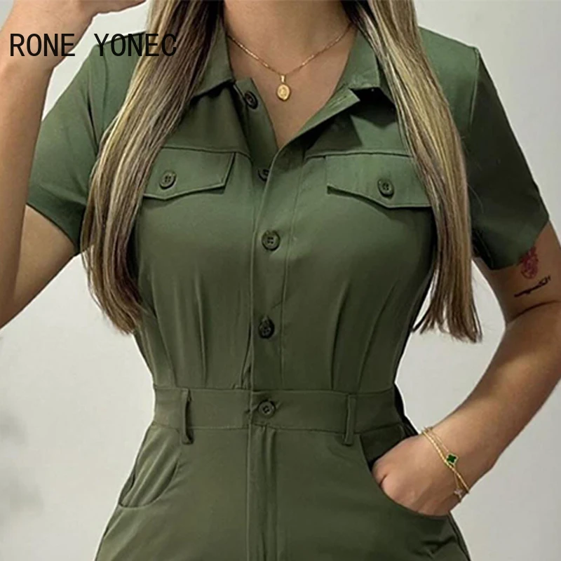 2024 Women Casual Solid Turn Down Neck Short Sleeves  Mini Sexy Shirt Dresses