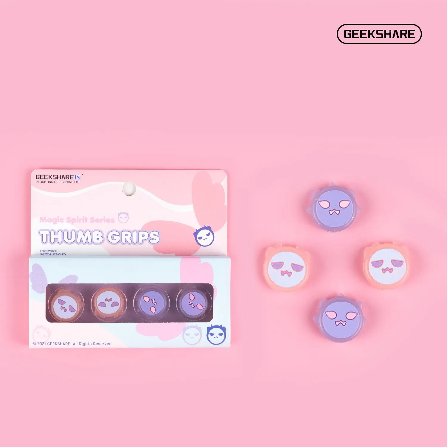 Geekshare-Tapas de agarre de pulgar para Ninetendo Switch/Oled/Lite, 4 piezas, cubierta de silicona para controladores Joy-Con, accesorios para Halloween Ghost NS