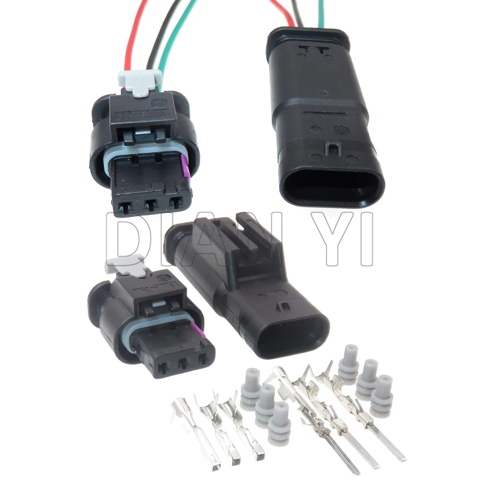 1 Set 3 Way Starter 4F0973703A Car Reversing Radar Plug Auto Cable Harness Socket for VW Audi 1718653-1 2-1718652-3