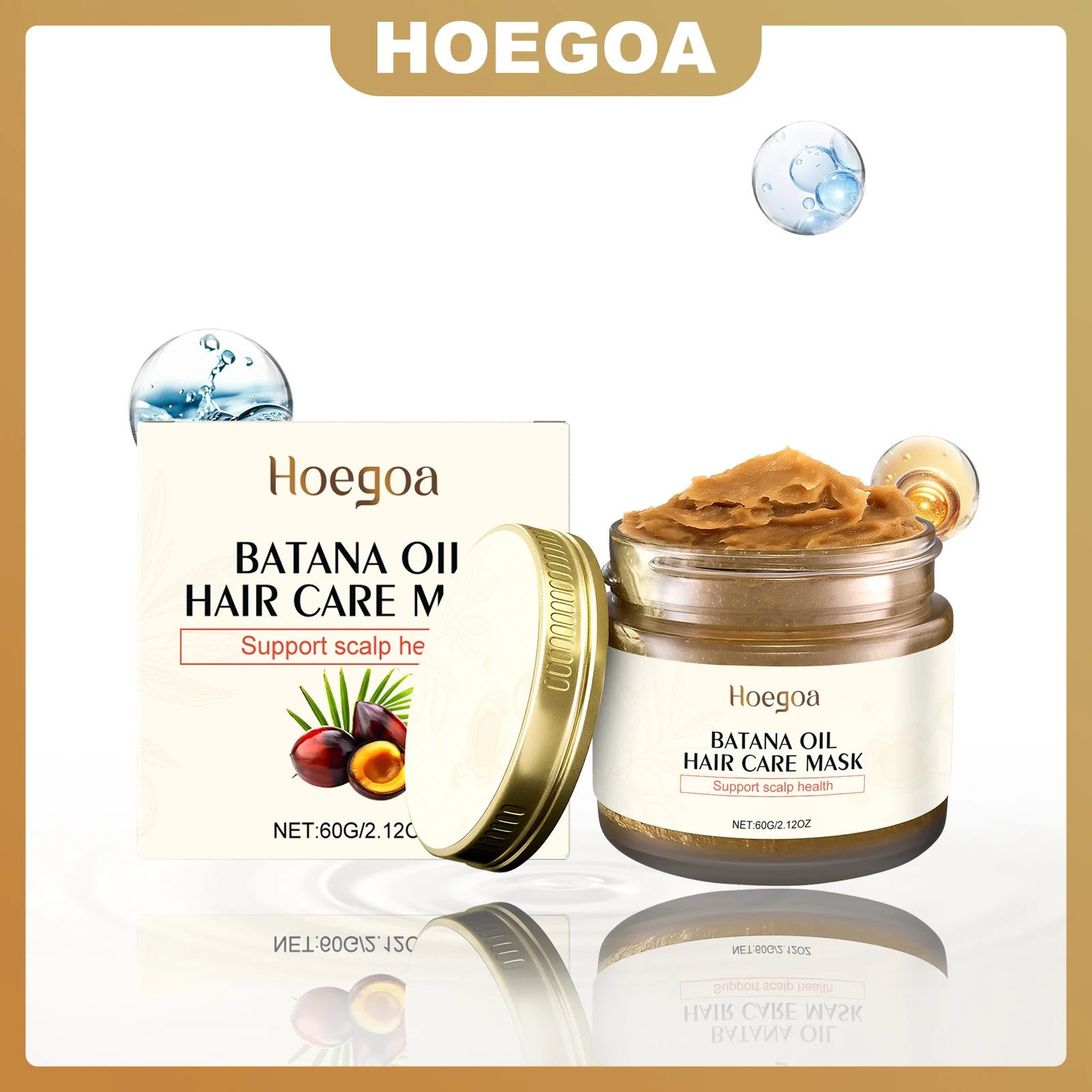 

HOEGOA 60g Batana Oil Hair Care Mask Soothes Itchy Scalp Reduces Dandruff Prevent Hair Loss Nourishes Roots Repairs Damaged Hair