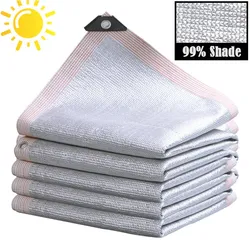 99% Shade Rate Folha De Alumínio Sunshade Net Verão Prateado Reflective Sun Shelter Car Sun Shed Canopy Anti-UV Pergola Toldo