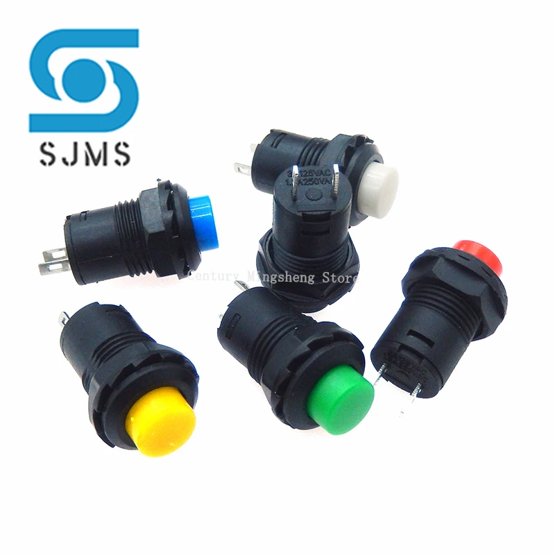 6pcs Self-Lock /Momentary Pushbutton Switches DS427 DS428 12mm OFF- ON Push Button Switch 3A /125VAC 1.5A/250VAC DS-427 DS-428