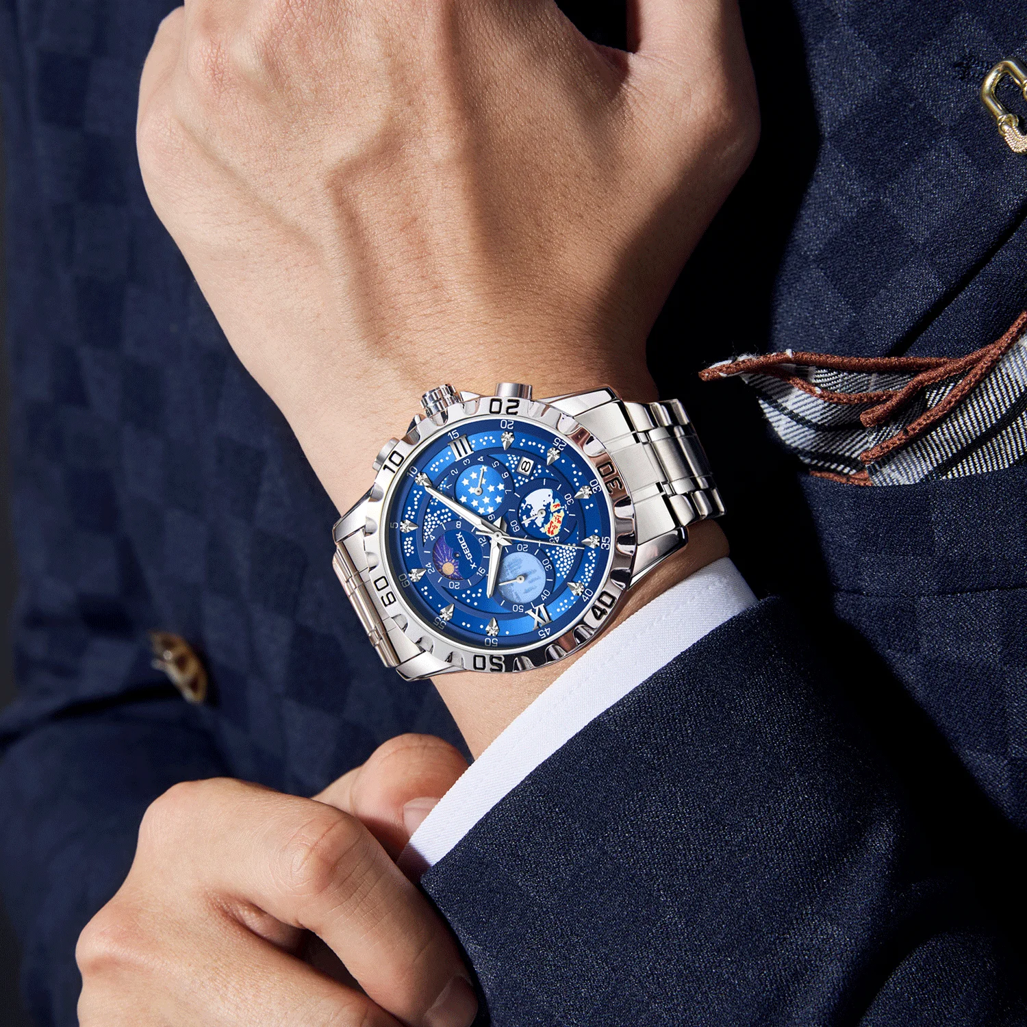 العلامة التجارية السويسرية المسجلة 2025 ساعات الموضة الجديدة للرجال شخصية متعددة الوظائف مقاوم للماء ساعات كوارتز رجالية مضيئة