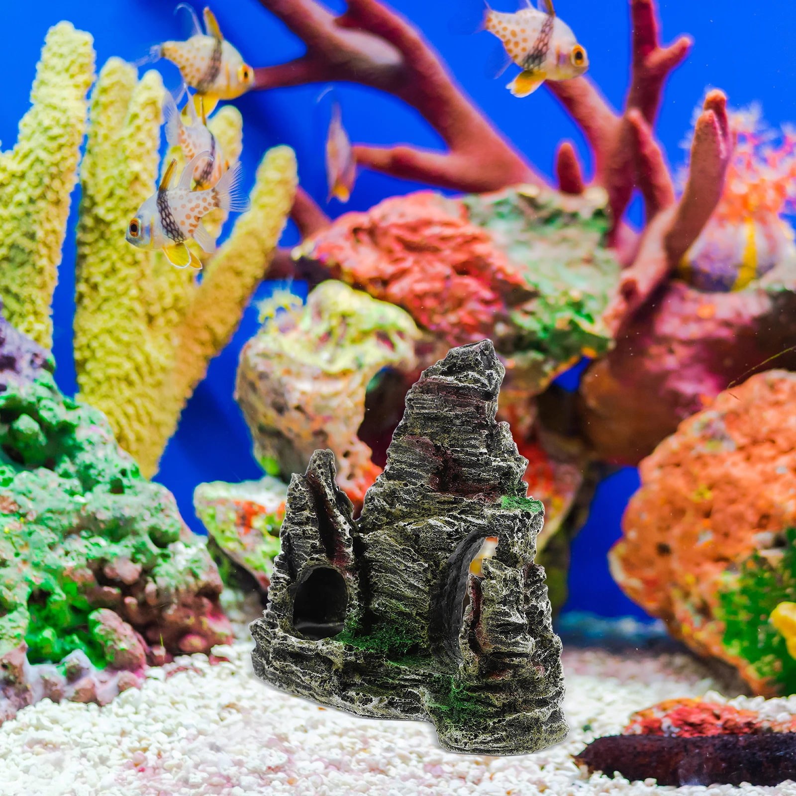 

Mini Resin Aquarium Mountain Decor Rockery Ornament Terrarium Landscape Rock Stone Cave Decorations Aquatic Ornament Durable