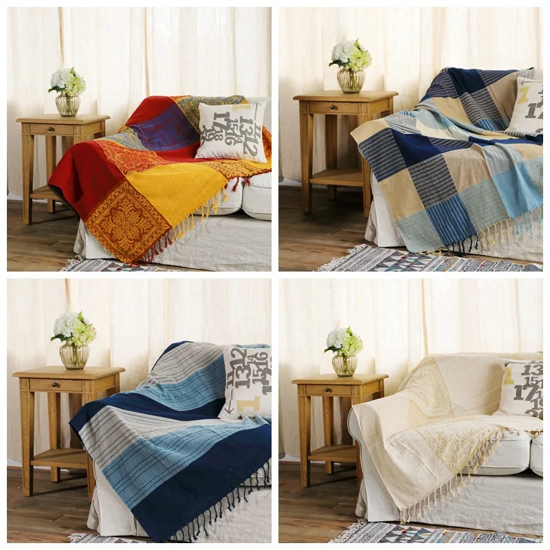 

Jacquard Chenille Blanket Premium Sofa Towel Decoration Cover Throw Fluffy Soft for Beds Coraline Plaid Travel Quilt Stitch