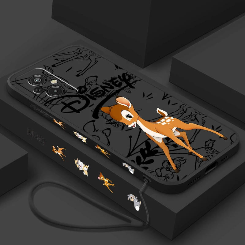 Disney Handsome Bambi Liquid Left Rope Phone Case For Redmi 6 7 8 9 10 11 12 13 K30 40 50 60 AT X A1 Ultra Pro Shell Soft Cover