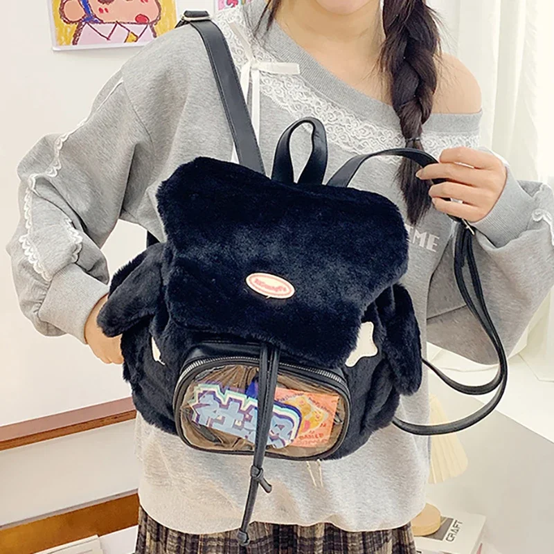 

Richme Kawaii Fluffy Backpacks Women 2025 Subculture Lolita Students DIY Badge Ita Bags Harajuku Designer JK Uniform Pain Bag