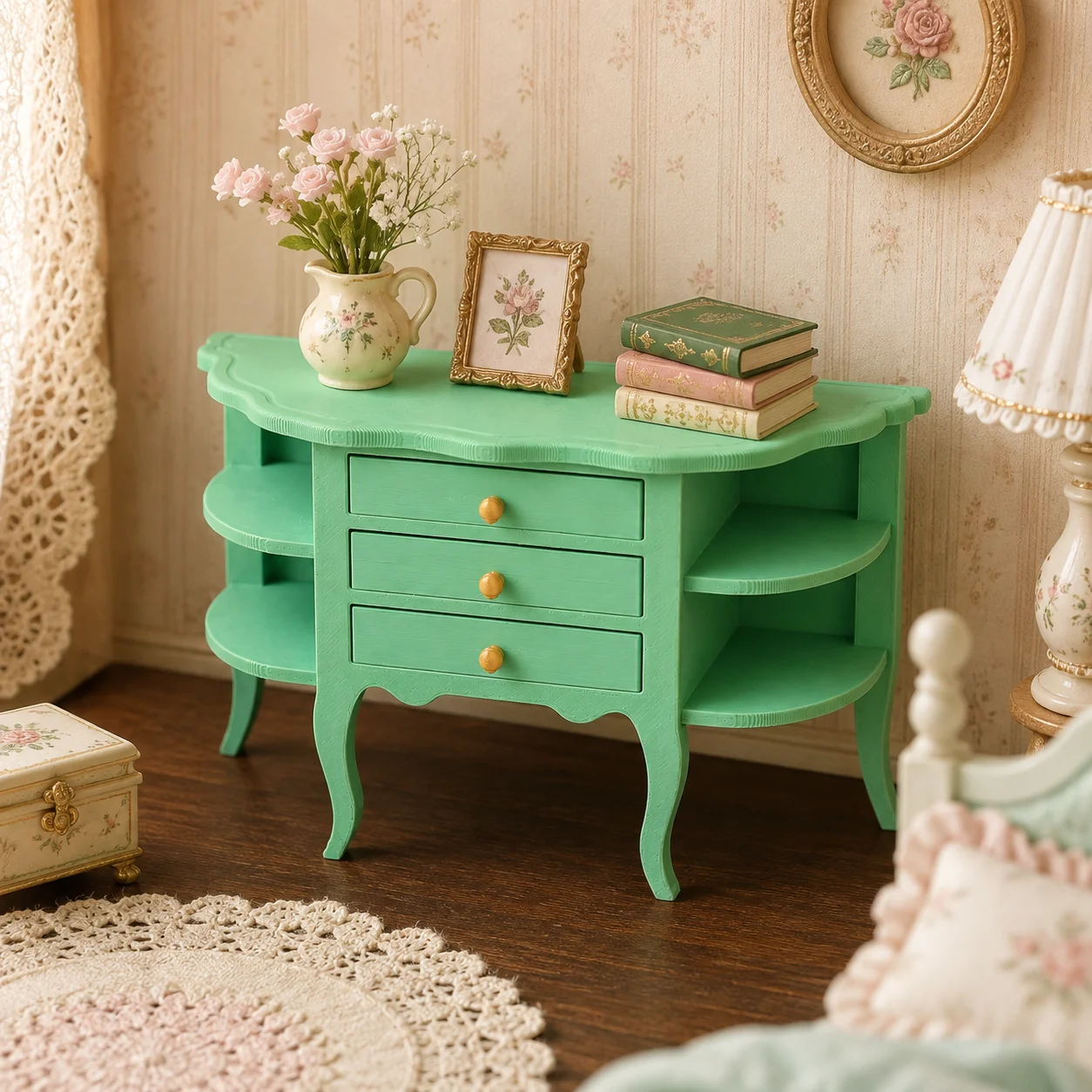 Collectible Vintage Matches - Dollhouse Furniture 1:12 Vintage Drawer Cabinet,