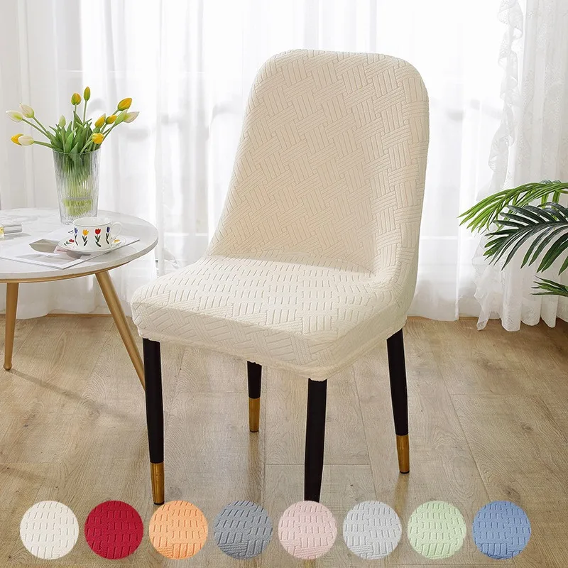 

Solid Color Elastic Jacquard Seat Cover Polyester Fabric Winter Warm Dining Chair Cover Nordic Style Home Decoration Chair Cover