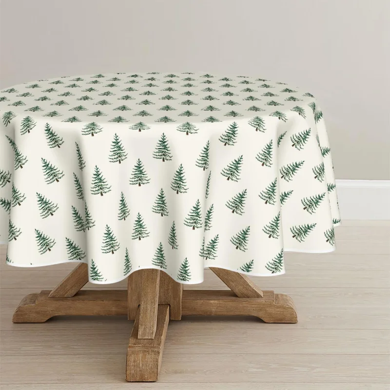 

Christmas circular tablecloth 60X60cm tree green bohemian style picnic dinner decoration