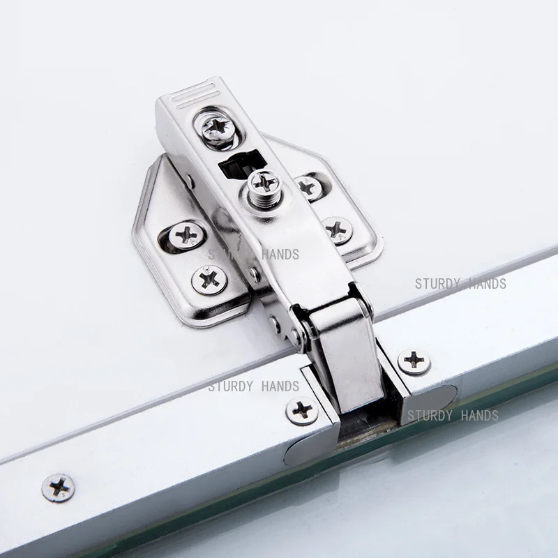 5 Stück Aluminiumrahmen-Glastürscharniere für Badezimmer, Küche, Weinschrank, Vitrine, Möbelbeschläge, Zubehör