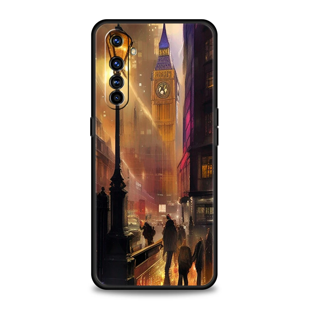 Artist London Painting Oil Painting Phone Case For Oppo A3S A15 A17 A31 A95 Find X5 X6 Pro Reno 6 7 8 SE Z Pro 5G Soft TPU Cover