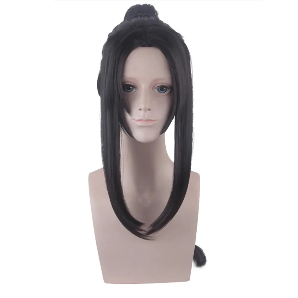 Peluca sintética, línea de pelo negra, disfraz de Cosplay, fibra larga y recta para fiesta de juegos de rol, Anime de Halloween