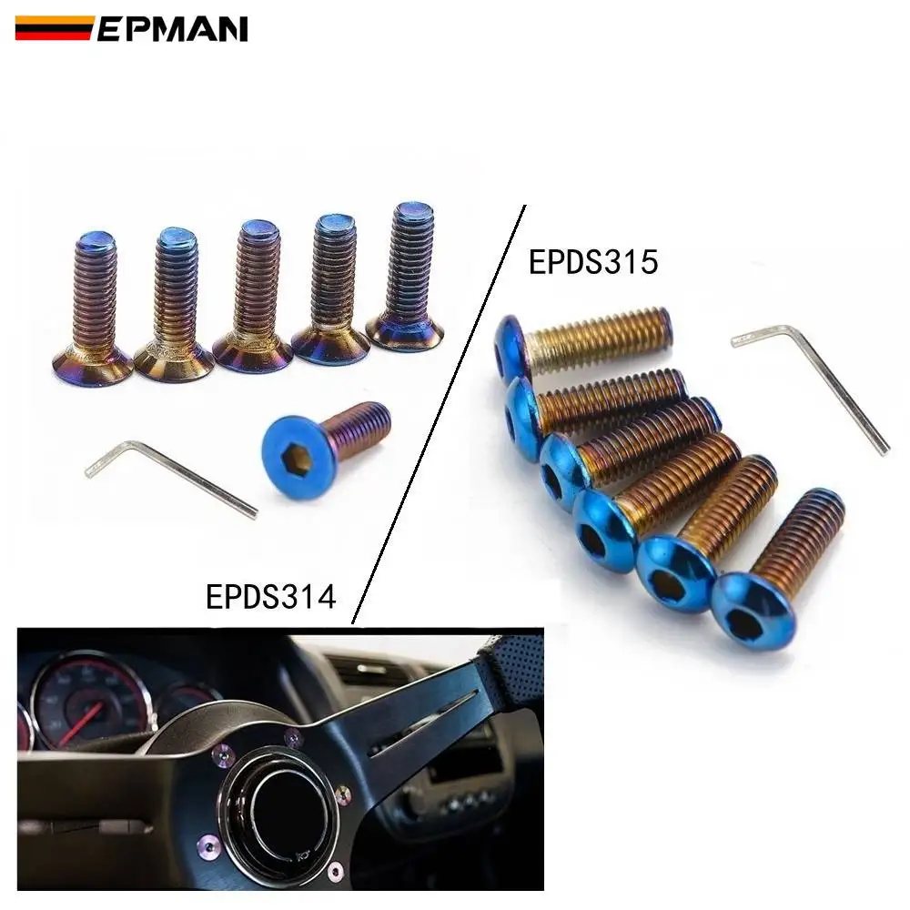 

EPMAN 6PCS Burnt (Neochrome) M5 Steering Wheel Bolt Screw Kit Fit Steering Wheel Boss Kit EPDS314 EPDS315