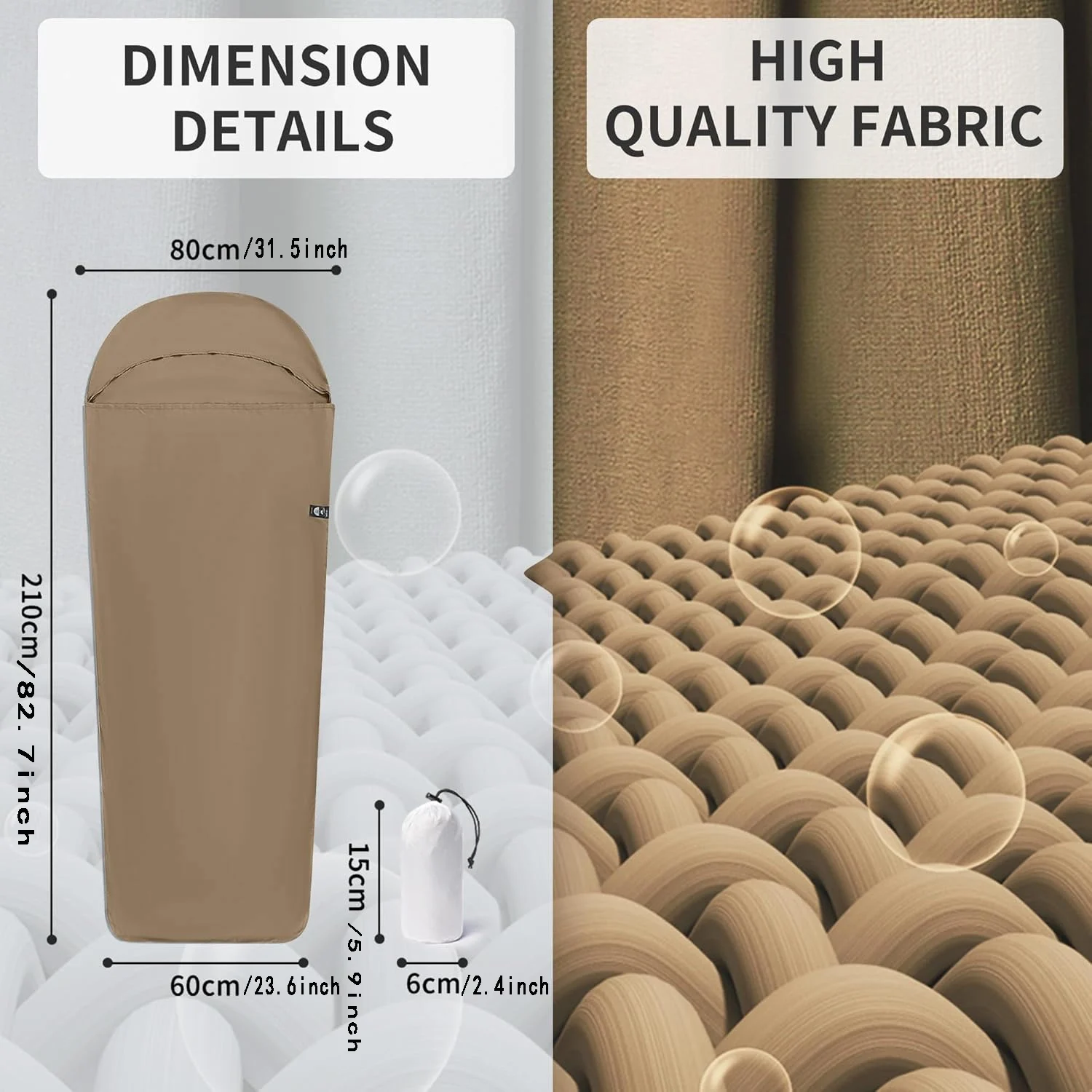 超軽量洗える寝袋ライナー、軽量大人用スリープサック & トラベルシーツ、バックパッキング、ホテル、キャンプ、ホステル用