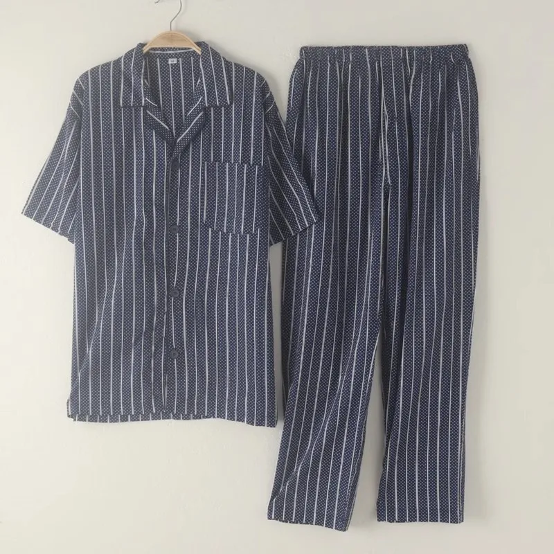 Pijamas de pantalones de manga corta de verano para hombre, ropa de dormir tejida de algodón 100%, ropa de dormir para el hogar, conjuntos de pijamas transpirables de primavera