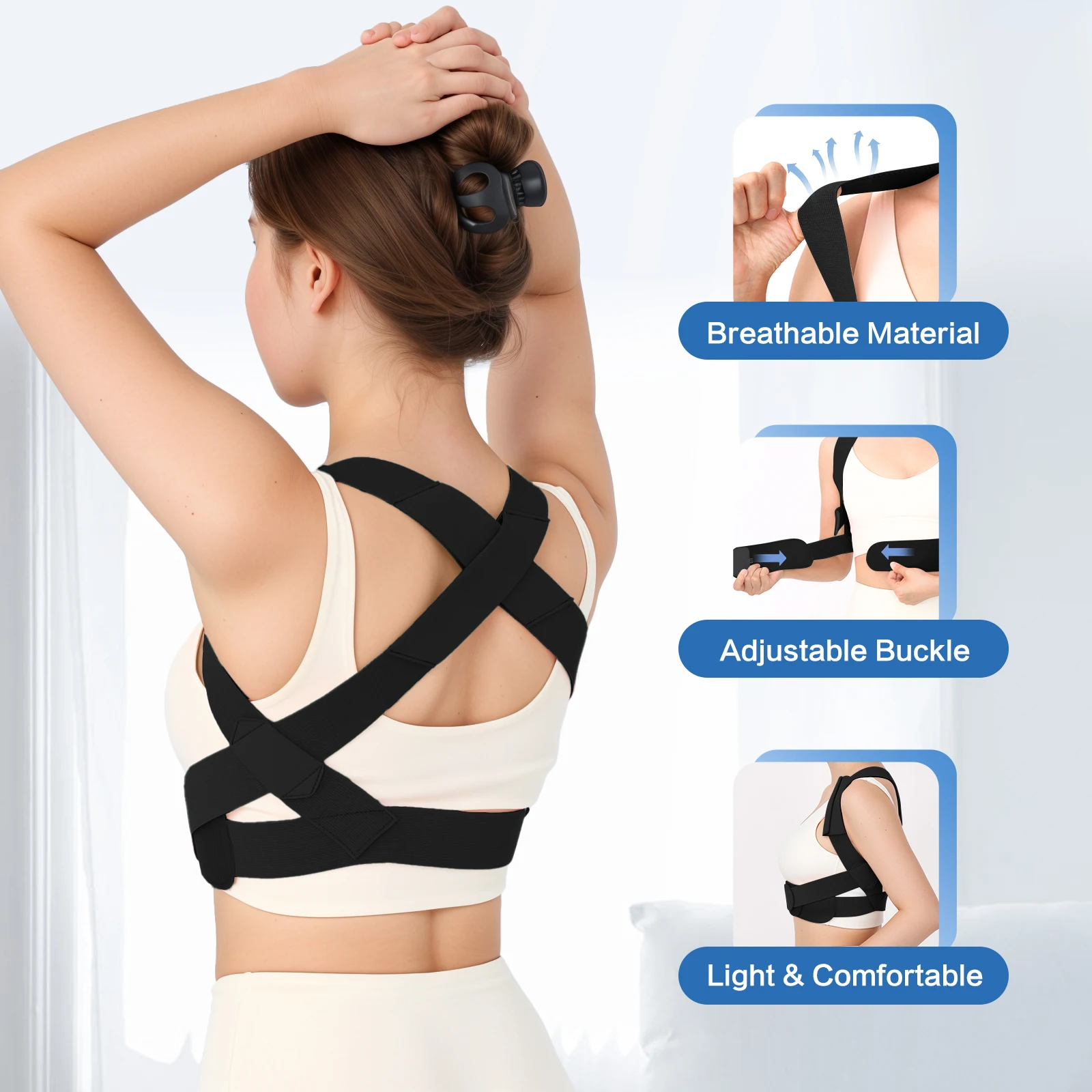 Babaka Posture Corrector for Women and Men Back Brace Shoulder Brace for Mid Upper Spine Support Neck Shoulder Back Pain Relief