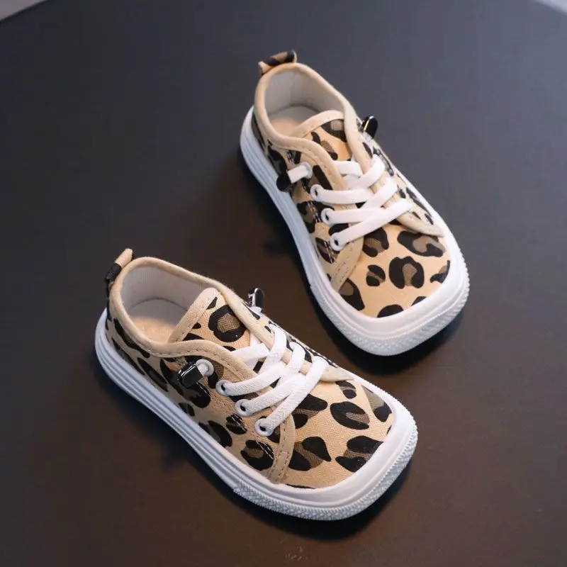 Zapatos de lona con estampado de leopardo para niños, calzado deportivo informal para niños de 2 a 11 años