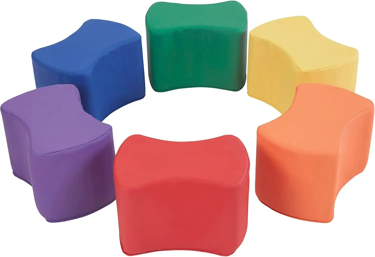 10442-AS SoftScape 10" Butterfly Stool Modular Seating Set for Toddlers and Kids, Soft Lightweight Foam (6-Piece Set) - Assorted