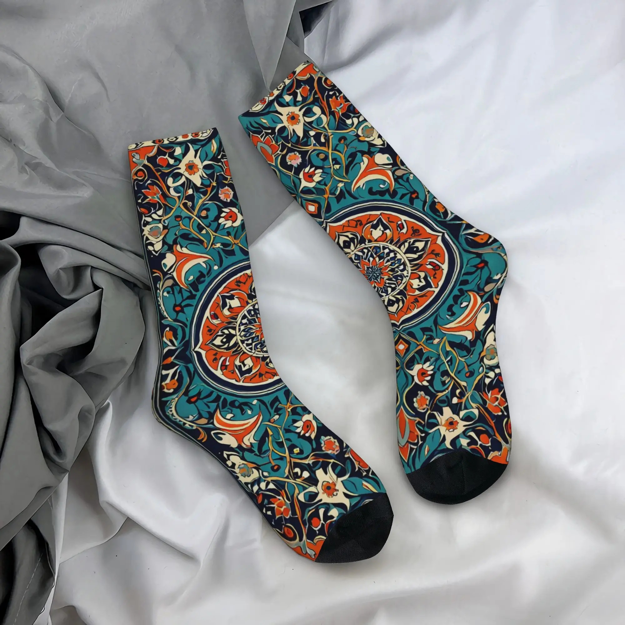 

Retro Bohemian Woven Pattern Socks Graphic Stockings Anti Bacterial Men Socks Quality Winter Leisure Cycling Socks