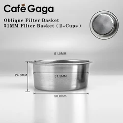 Coffee Filter Basket 51mm Stainless Steel Oblique Filter Basket Replacement Filter Coffee Portafilter Accessories Espresso Tools