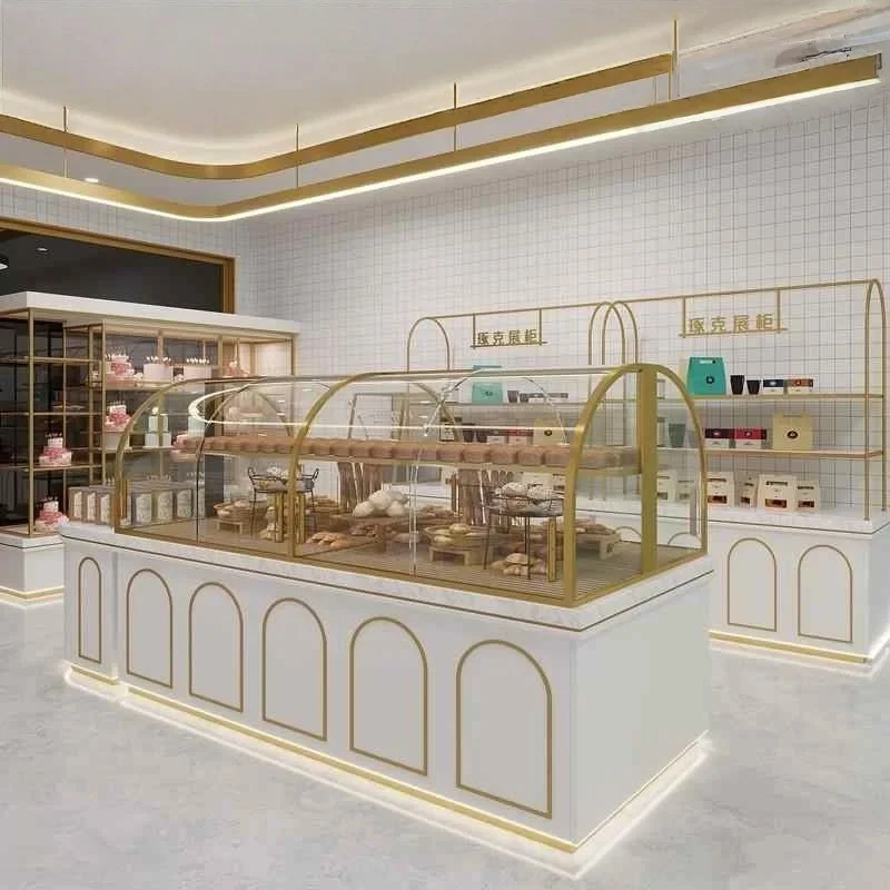 custom.Commercial Bakery Display Refrigerated Cooler Wooden Varnished Glass Back LED Lighting Heavy Duty Custo
