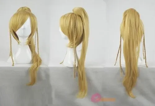 Final Fantasy Rikku cosplay wig BLONDE Long coser tail party