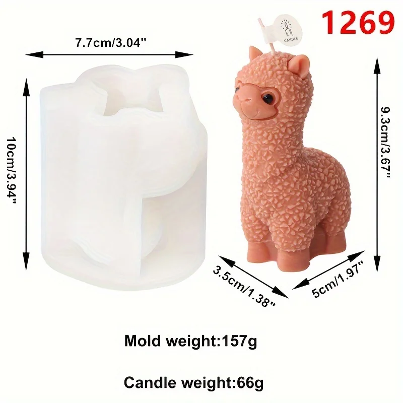 3D Alpacas Silicone Candle Mold DIY Cute Animal Scented Candle Soap Craft Gifts Making Resin Plaster Molds Home Decor Supplies