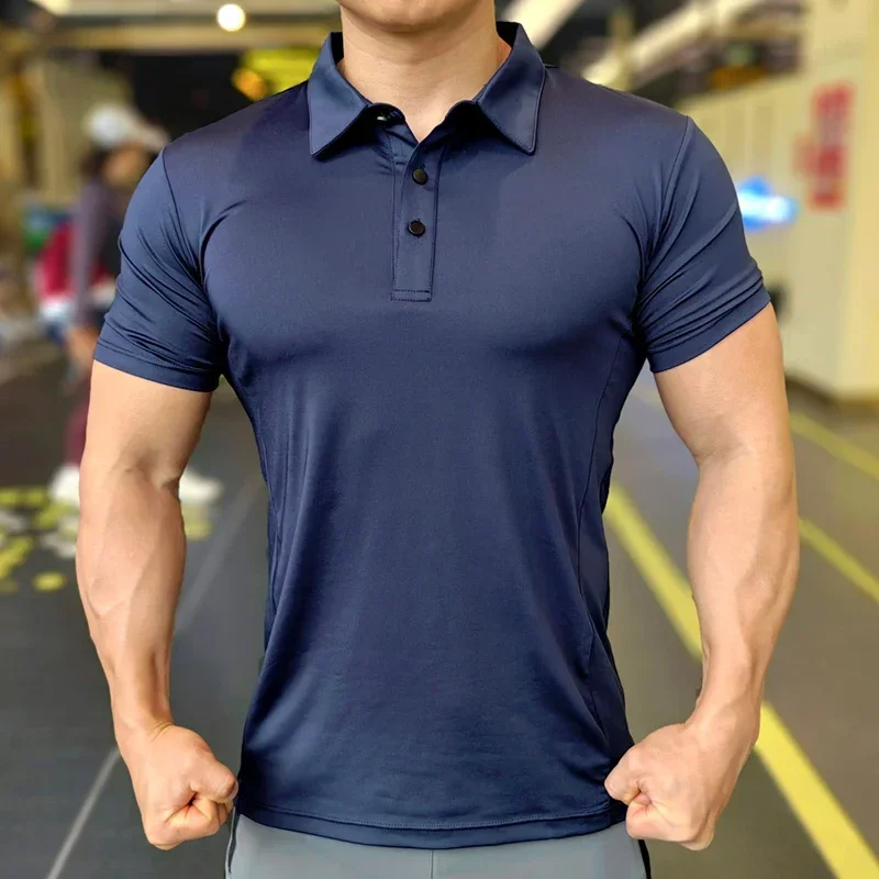 Men's ice silk quick drying short sleeve sports POLO shirt Running T-shirt Fitness T-shirt Football basketball jersey sportswear