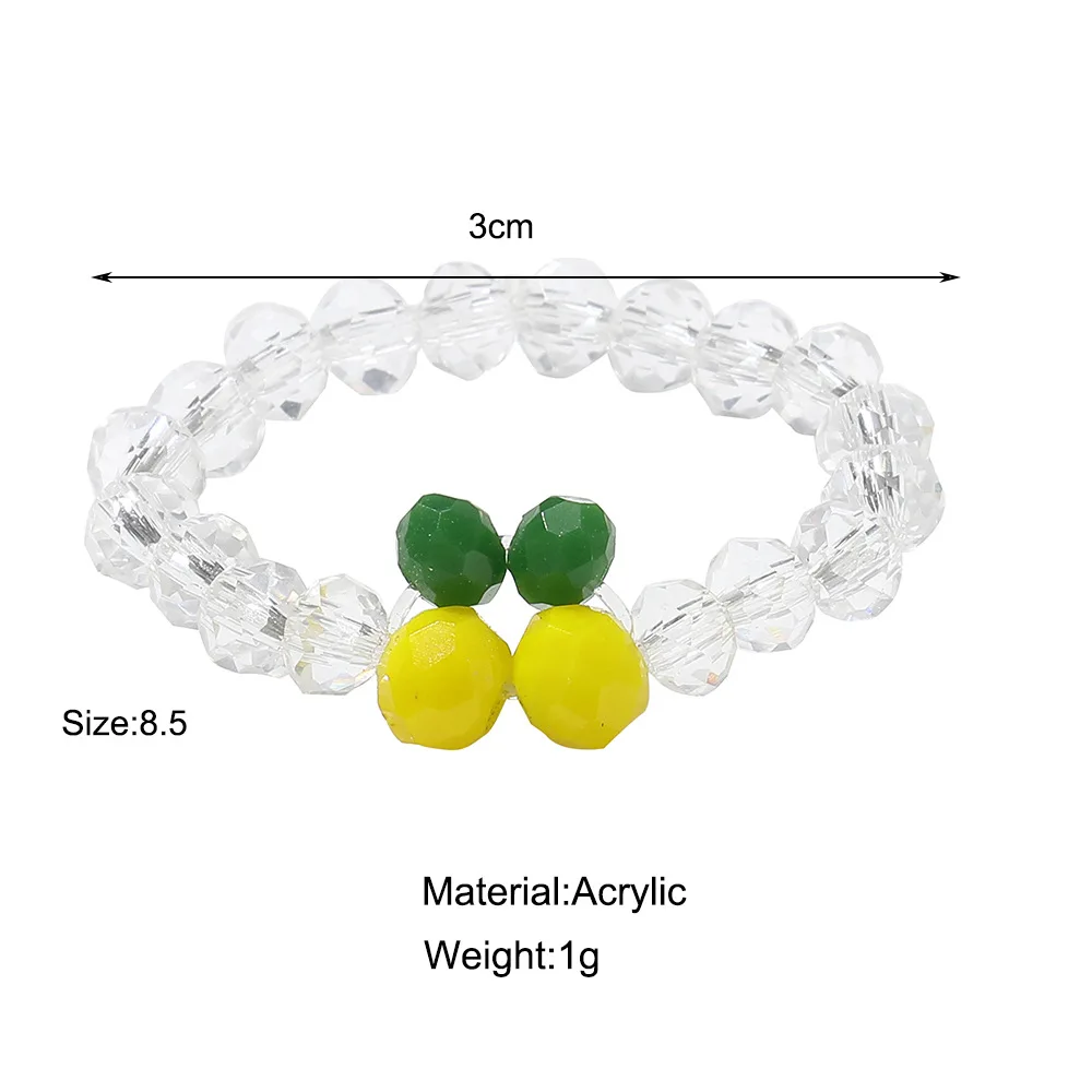 1PCS New Hot Selling Fashionable Simple Elastic Crystal Bead Ring Ins Summer Fruit Ring Female Design Sense Niche