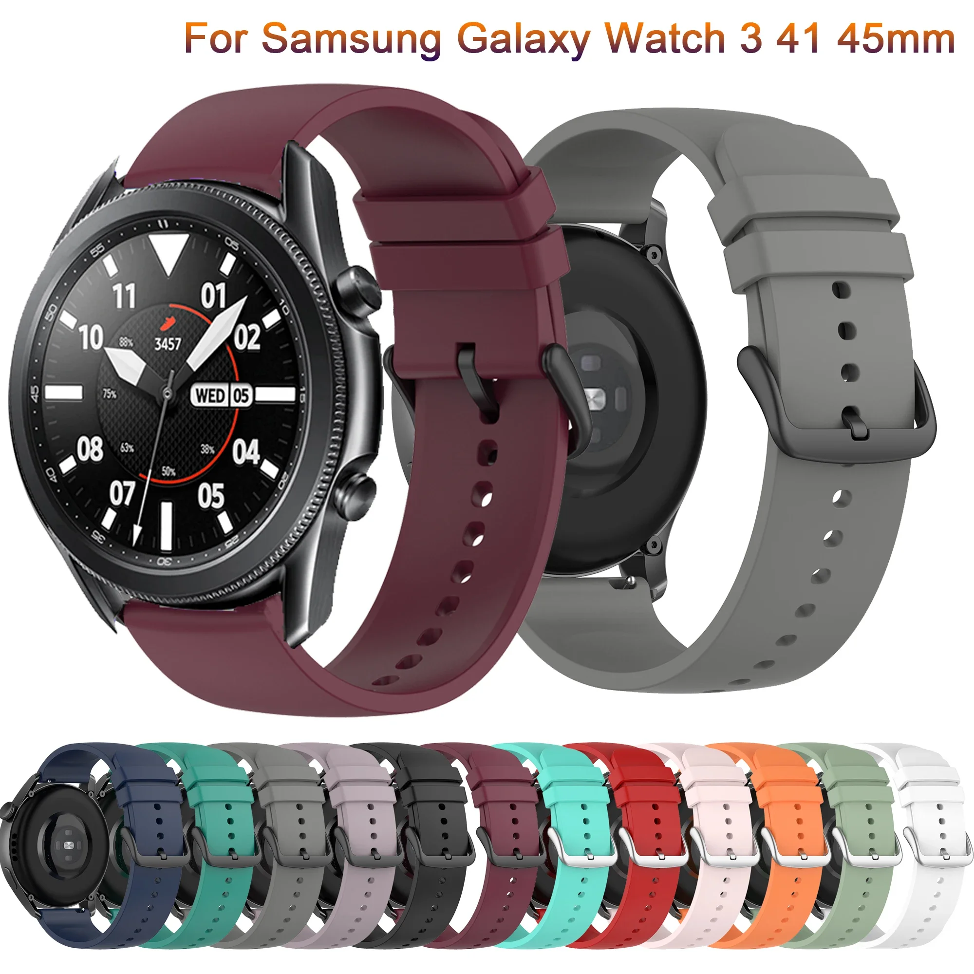 Ремешок силиконовый для Samsung Active 2, браслет для Galaxy watch 3 41/45 мм Gear s3 46 мм, Huawei watch GT2, 20 мм 22 мм 40 мм/44 мм