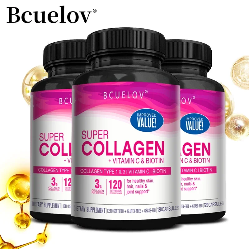 Super Collagen Peptides + Vitamin C & Biotin, Gluten Free, Promotes Healthy Hair, Beautiful Skin & Nail Support