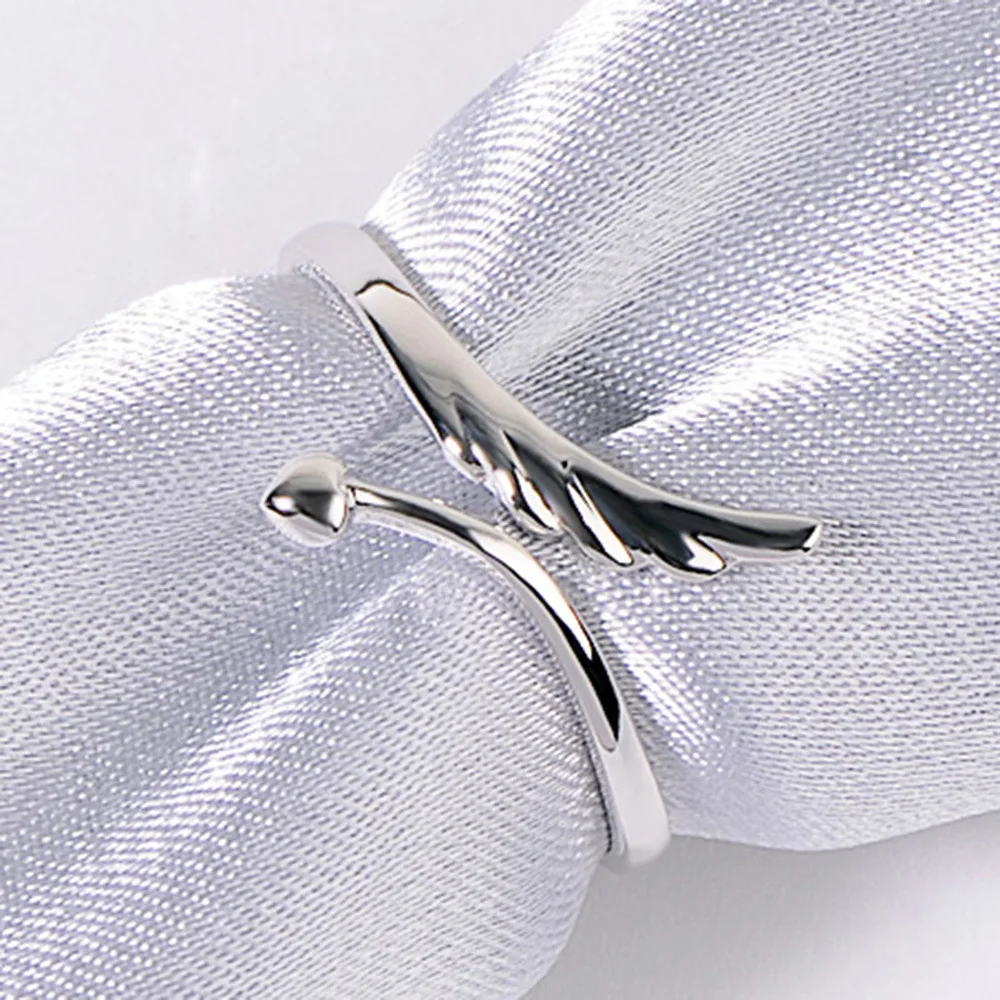 

Стильное милое открытое кольцо из стерлингового серебра 925 пробы, женское кольцо с крыльями ангела в корейском стиле, подарок на день рождения