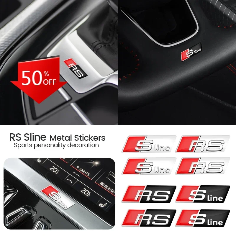 3D Metal Car Sticker Sport Style Auto Interior Emblem Badge For Audi A7 A8 A3 A4 A5 A6 TT Q3 Q5 Q7 A1 B5 B6 B7 B8 B9 8P C6 C5 C7