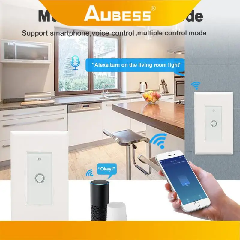 Wireless Dimmer Switch Us Remote Control Tuya Touch Switch 10a Smart Home Wifi Smart Glass Panel New Timing Diy
