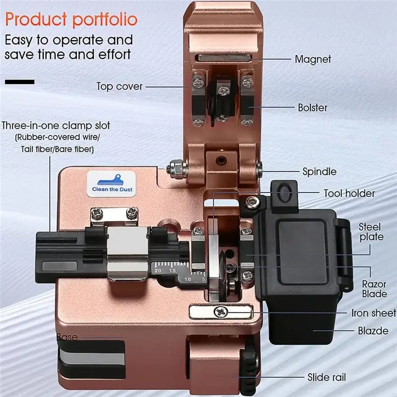 AT16  -X2 High Fiber Cleaver with Waste Fiber Box,FTTH Fiber Optic Cold Connection Hot Melt Cable Cutter Tools