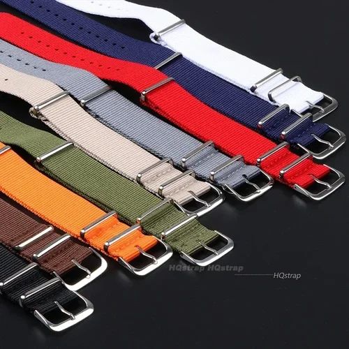 Imagen 2 del producto Correa deportiva de nailon de 16mm, 18mm, 20mm y 22mm, accesorios para cinturón de tela de nailon, bandas con hebilla, correa de reloj negra para Omega para Seiko